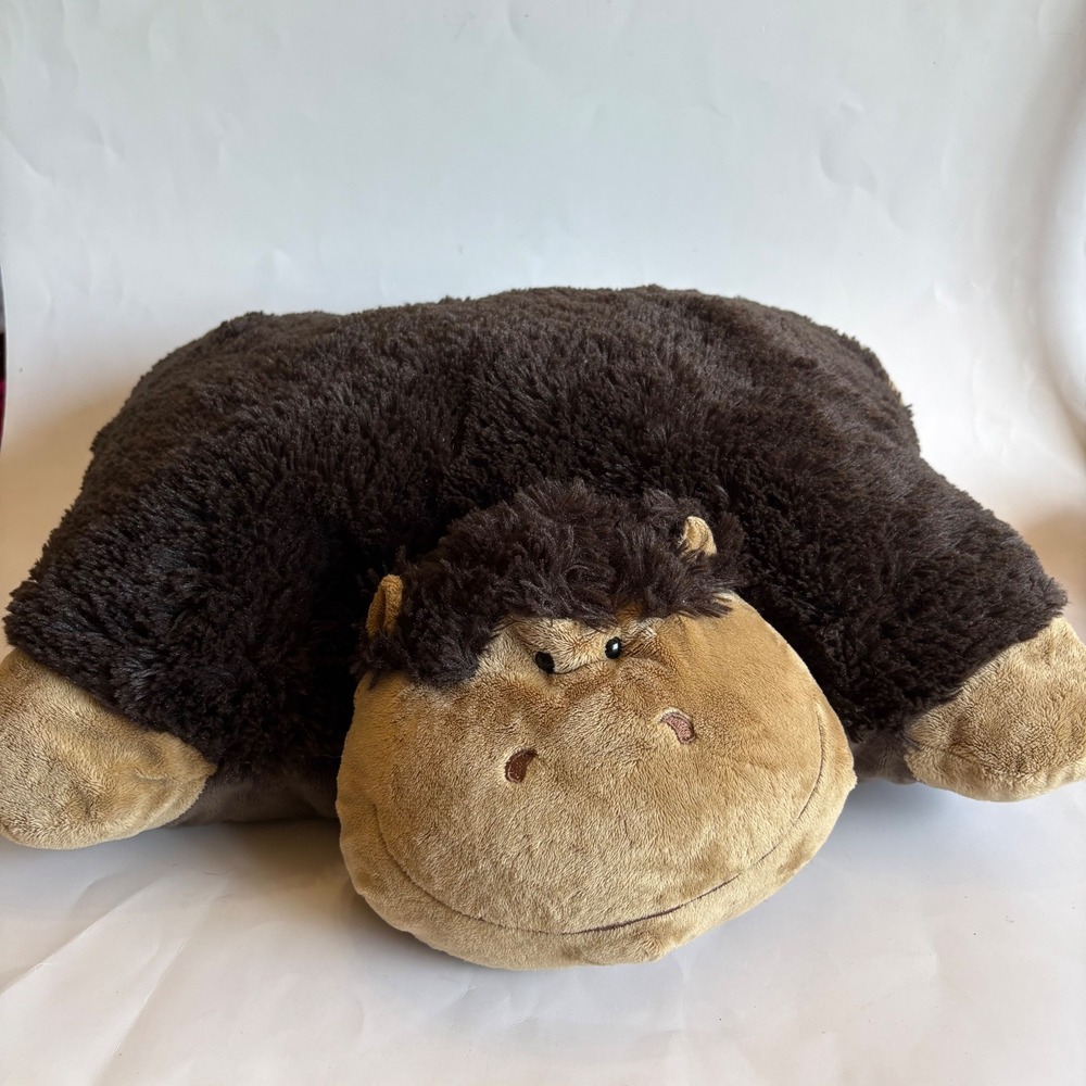 Pillow‎ Pets Jolly Monkey Brown Tan Plush Stuffed Animal 20 Inch Large Pillow